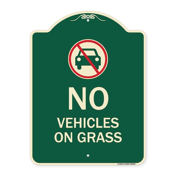 Signmission No Vehicles on Grass Heavy-Gauge Aluminum Architectural Sign, 24" x 18", G-1824-23552 A-DES-G-1824-23552 - main